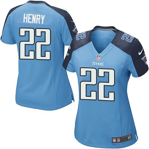 Nike Titans #22 Derrick Henry Light Blue Team Color Women's Stitched NFL Elite Jersey